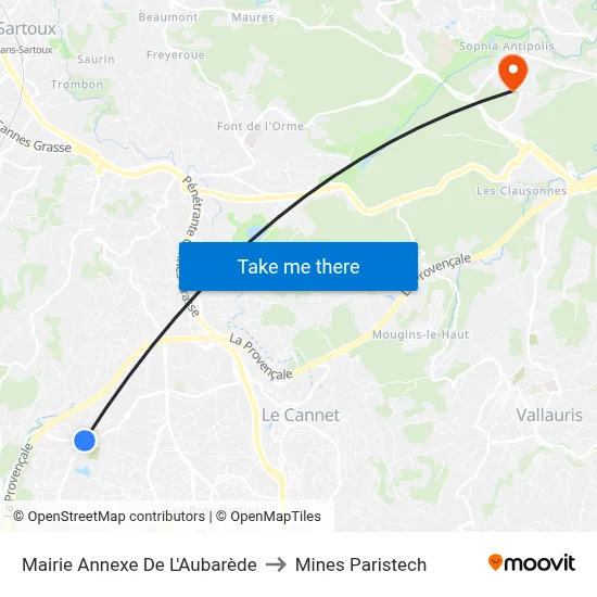 Mairie Annexe De L'Aubarède to Mines Paristech map