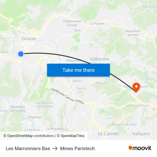 Les Marronniers Bas to Mines Paristech map