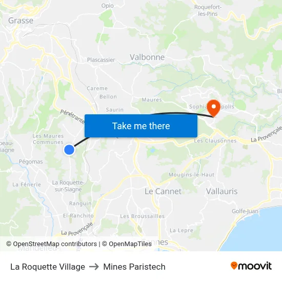La Roquette Village to Mines Paristech map