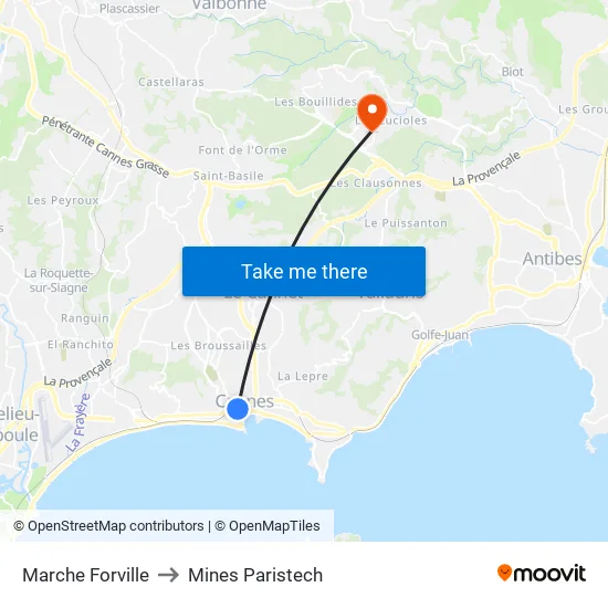 Marche Forville to Mines Paristech map