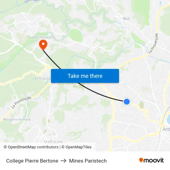 College Pierre Bertone to Mines Paristech map