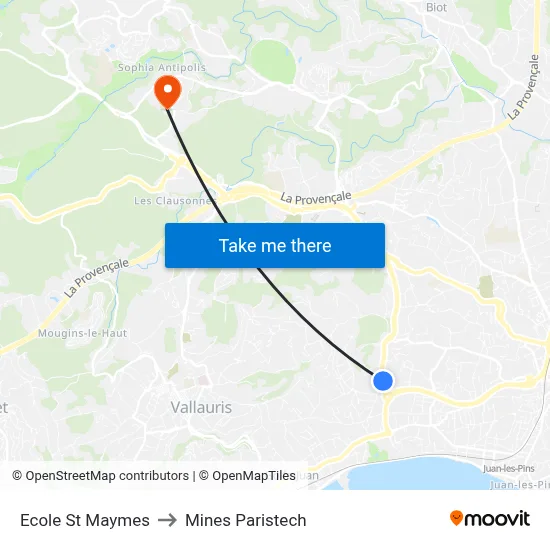 Ecole St Maymes to Mines Paristech map