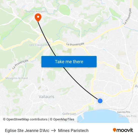 Eglise Ste Jeanne D'Arc to Mines Paristech map