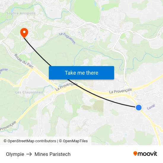 Olympie to Mines Paristech map