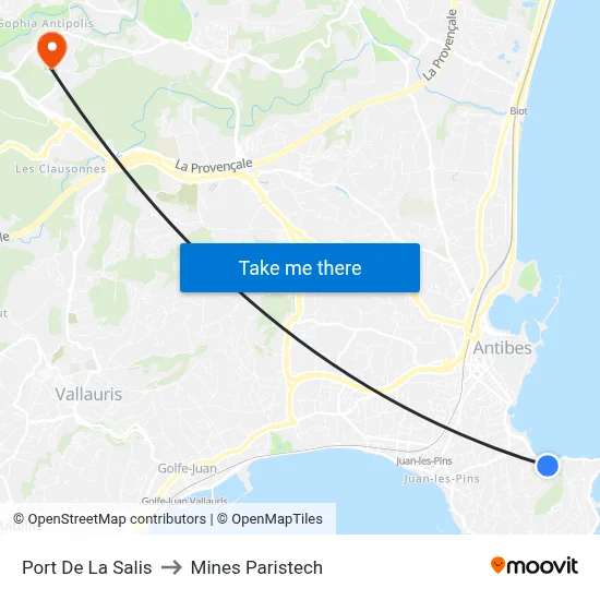 Port De La Salis to Mines Paristech map