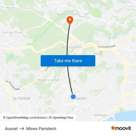 Aussel to Mines Paristech map