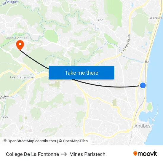 College De La Fontonne to Mines Paristech map