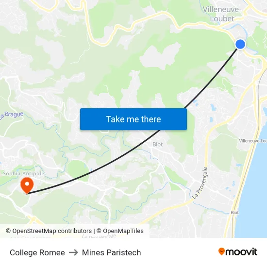 College Romee to Mines Paristech map