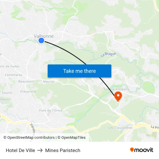 Hotel De Ville to Mines Paristech map
