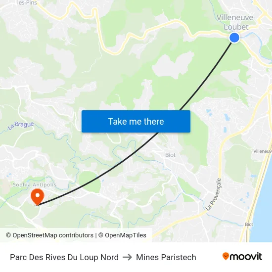 Parc Des  Rives Du Loup Nord to Mines Paristech map