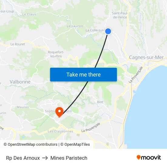Rp Des Arnoux to Mines Paristech map