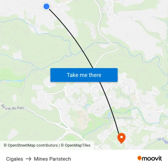 Cigales to Mines Paristech map