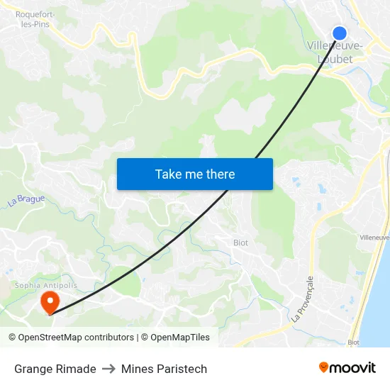 Grange Rimade to Mines Paristech map
