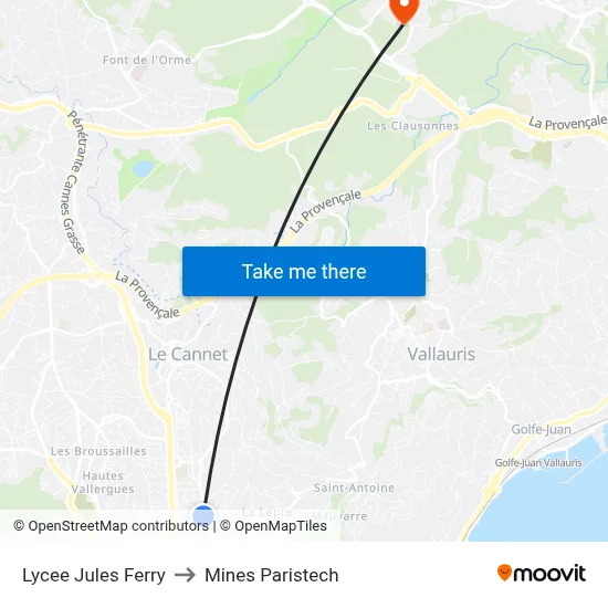 Lycee Jules Ferry to Mines Paristech map