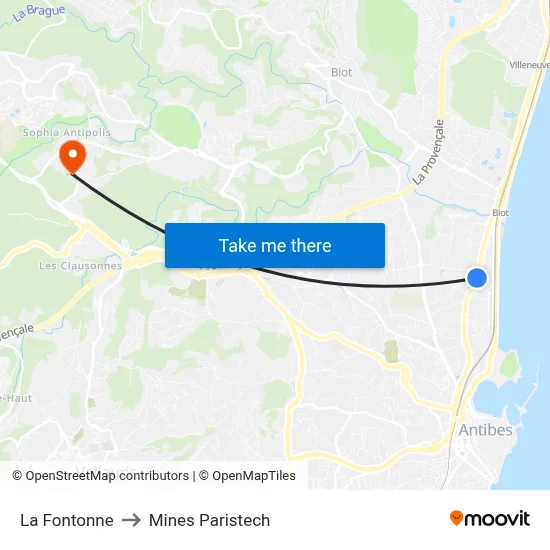 La Fontonne to Mines Paristech map