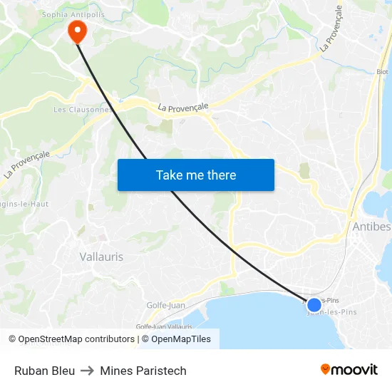 Ruban Bleu to Mines Paristech map