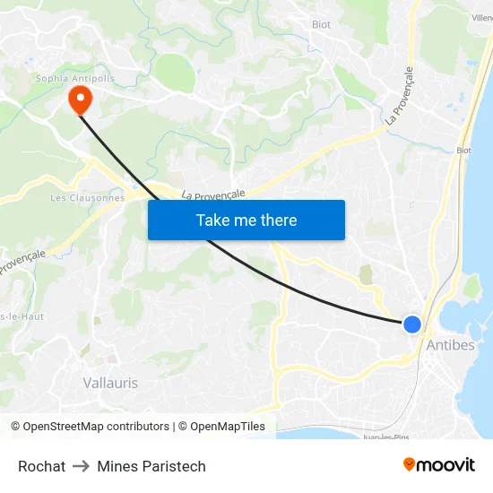 Rochat to Mines Paristech map