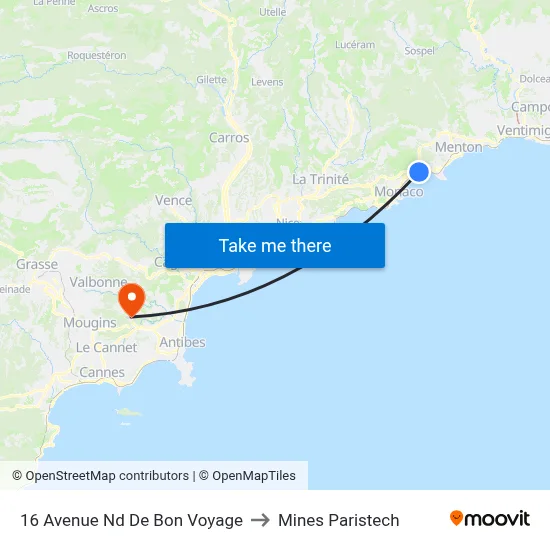 16 Avenue Nd De Bon Voyage to Mines Paristech map