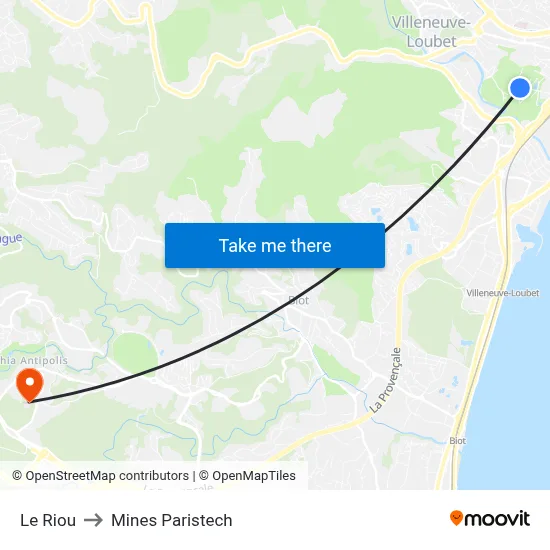 Le Riou to Mines Paristech map