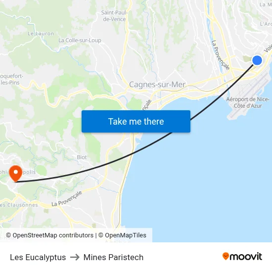 Les Eucalyptus to Mines Paristech map