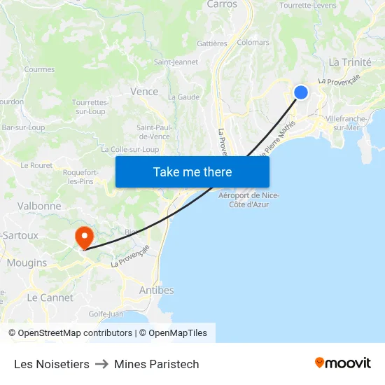 Les Noisetiers to Mines Paristech map