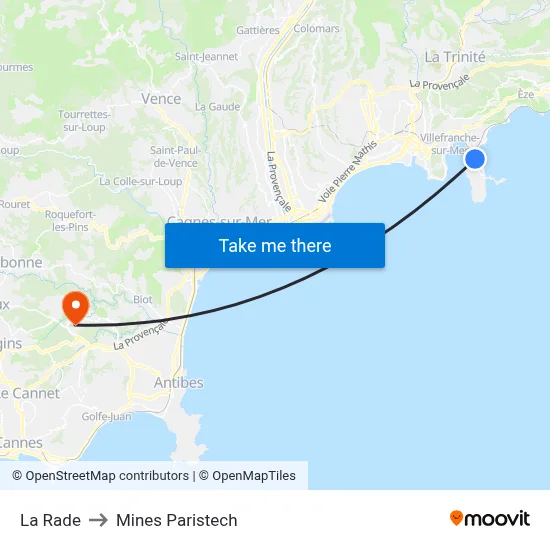 La Rade to Mines Paristech map