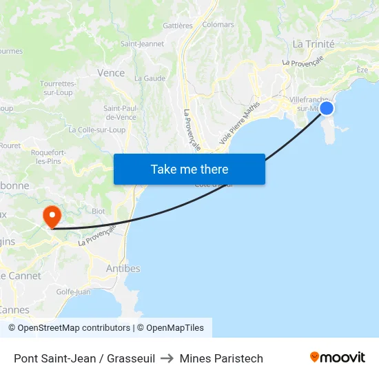 Pont Saint-Jean / Grasseuil to Mines Paristech map