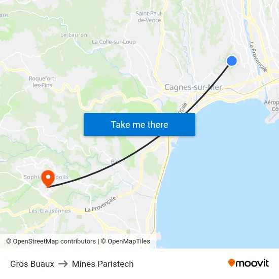Gros Buaux to Mines Paristech map