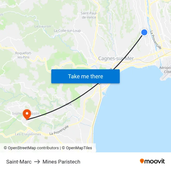Saint-Marc to Mines Paristech map