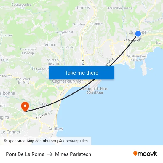 Pont De La Roma to Mines Paristech map