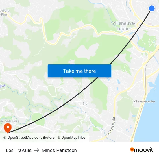 Les Travails to Mines Paristech map