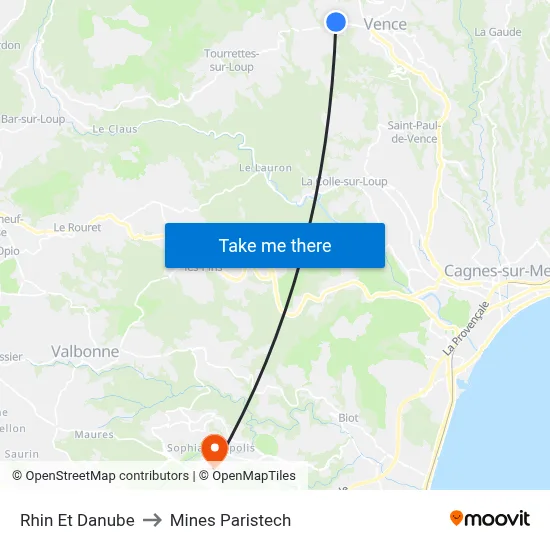 Rhin Et Danube to Mines Paristech map