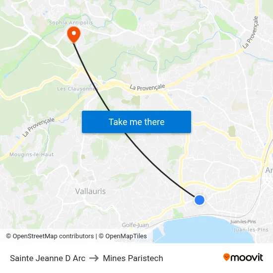 Sainte Jeanne D Arc to Mines Paristech map