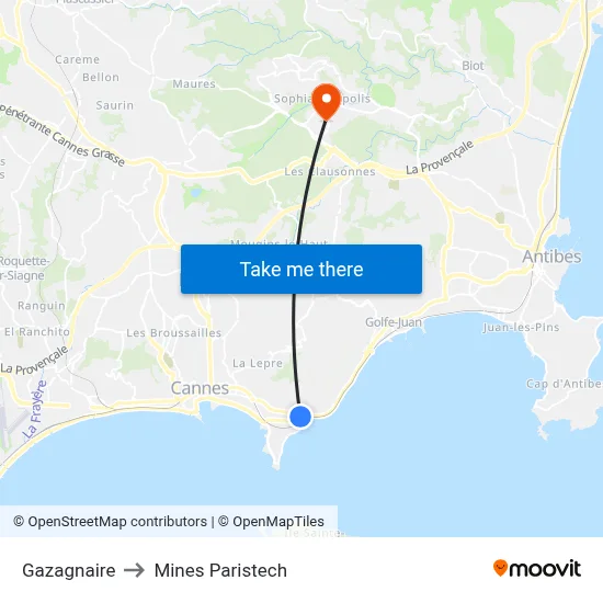 Gazagnaire to Mines Paristech map