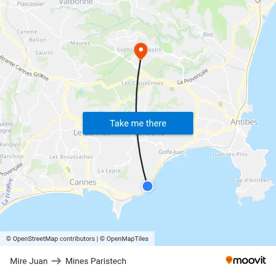 Mire Juan to Mines Paristech map