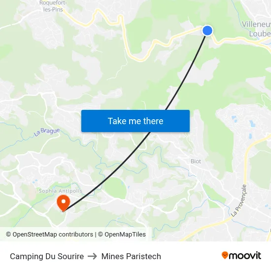 Camping Du Sourire to Mines Paristech map