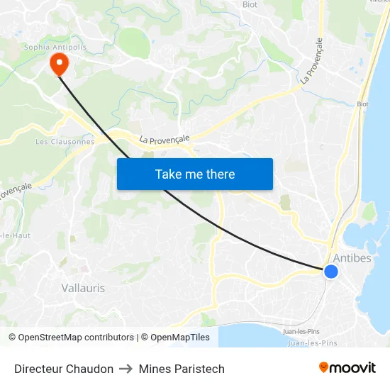 Directeur Chaudon to Mines Paristech map