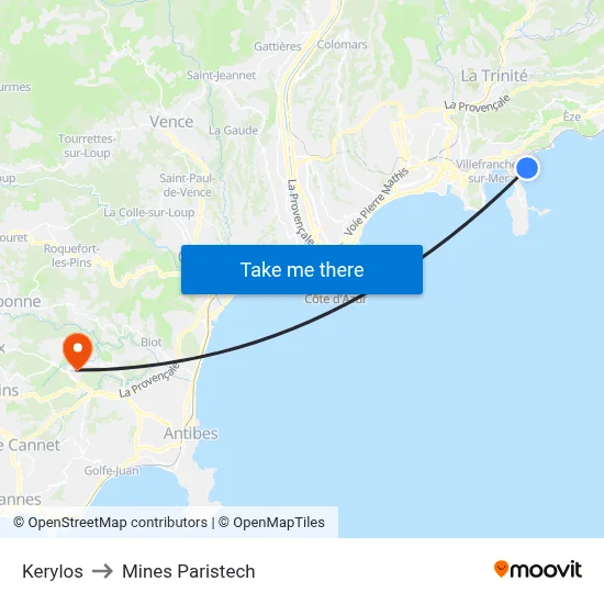 Kerylos to Mines Paristech map