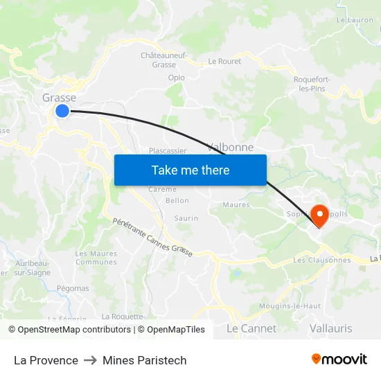 La Provence to Mines Paristech map