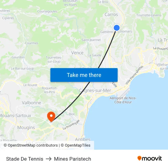 Stade De Tennis to Mines Paristech map
