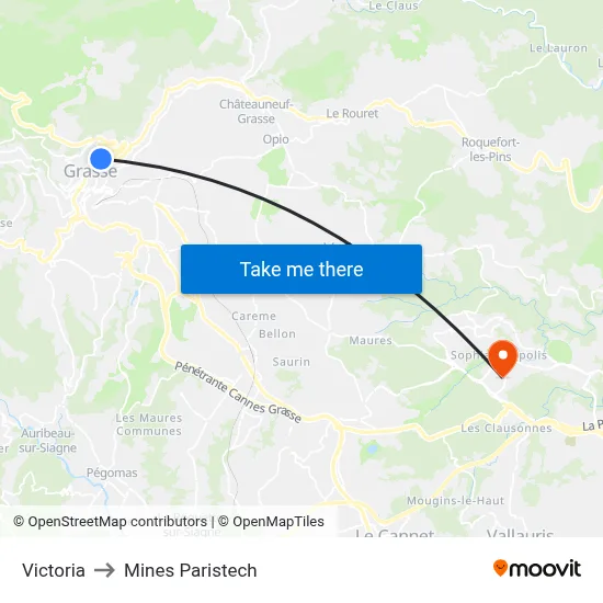 Victoria to Mines Paristech map