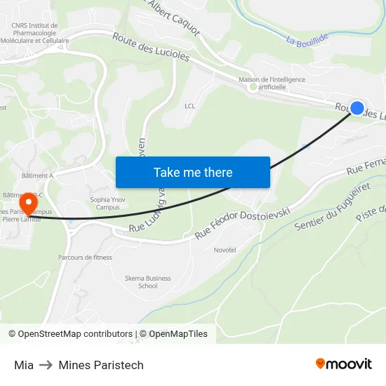 Mia to Mines Paristech map