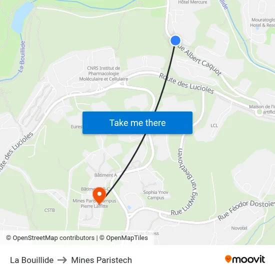 La Bouillide to Mines Paristech map