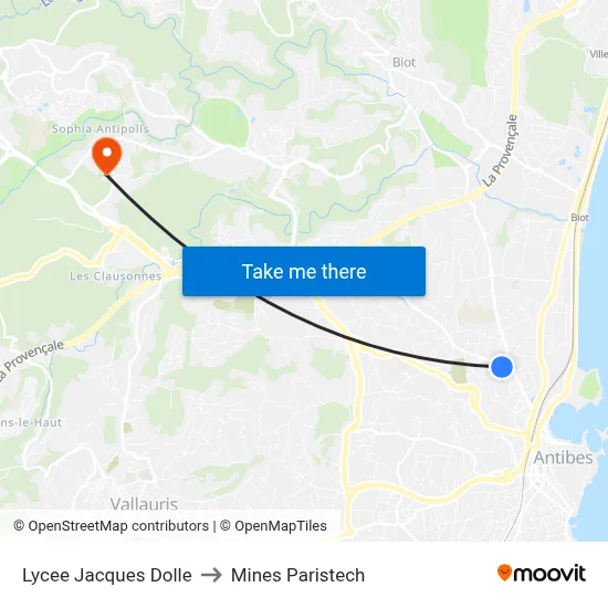 Lycee Jacques Dolle to Mines Paristech map