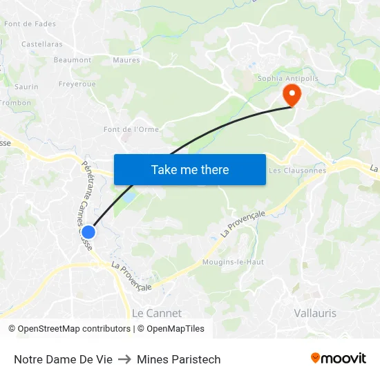Notre Dame De Vie to Mines Paristech map