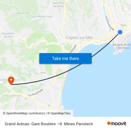Grand Arénas- Gare Routière to Mines Paristech map