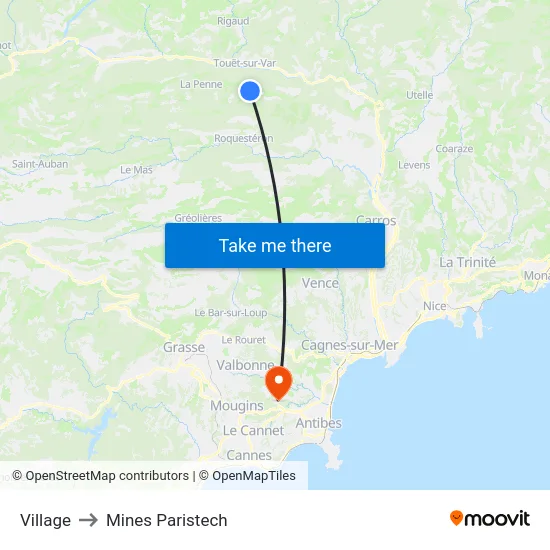 Village to Mines Paristech map