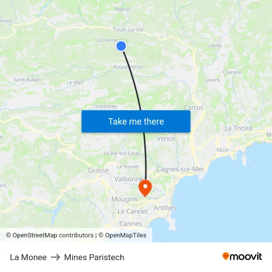 La Monee to Mines Paristech map