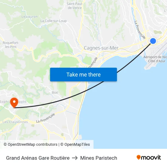 Grand Arénas Gare Routière to Mines Paristech map