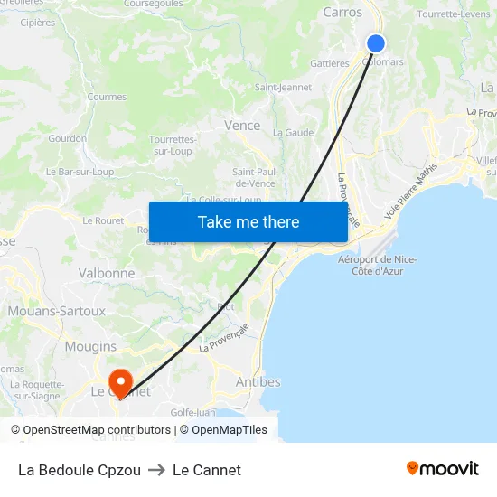 La Bedoule Cpzou to Le Cannet map